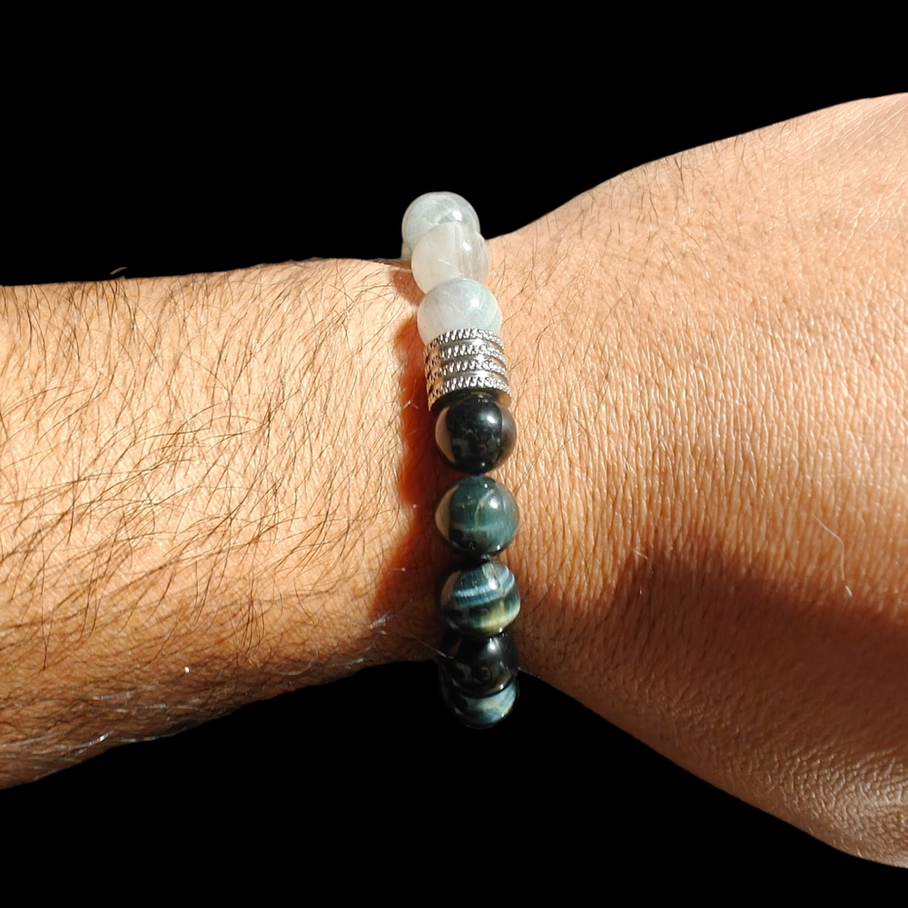 Men's AAA Blue Tiger Eye Bracelet 10mm - Picture 6 of 9